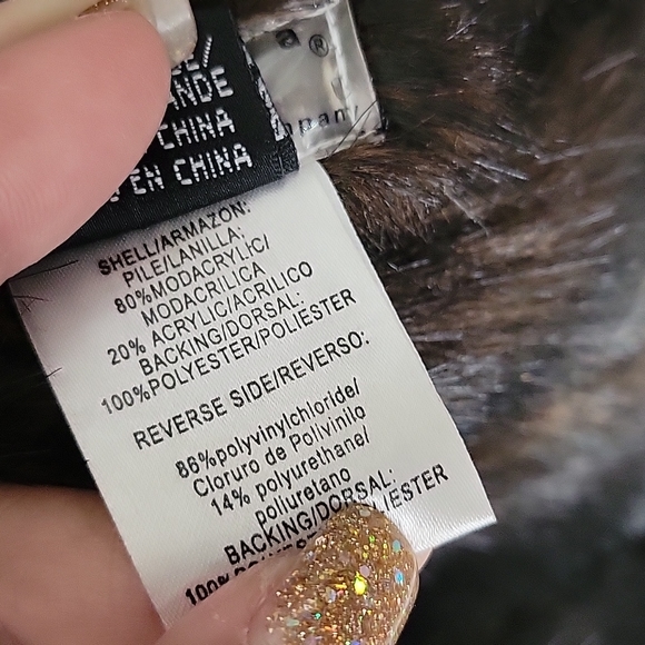 Faux Vegan Fur Reversible Fall Cozy Fuzzy Brown Black Vest Jacket Giacca Size XL - Picture 5 of 15